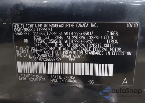 2011 Toyota Rav4 z USA, uszkodzony, nr VIN 2T3BF4DV2BW089752